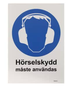 Skylt Hörselskydd måste användas A4