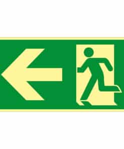 Utrymningsväg pil vänster efterlysande 200 x 100 mm